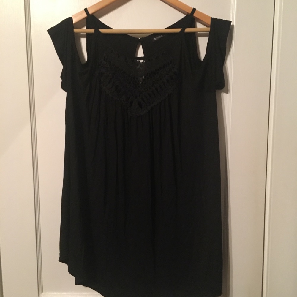 Black cold shoulder top